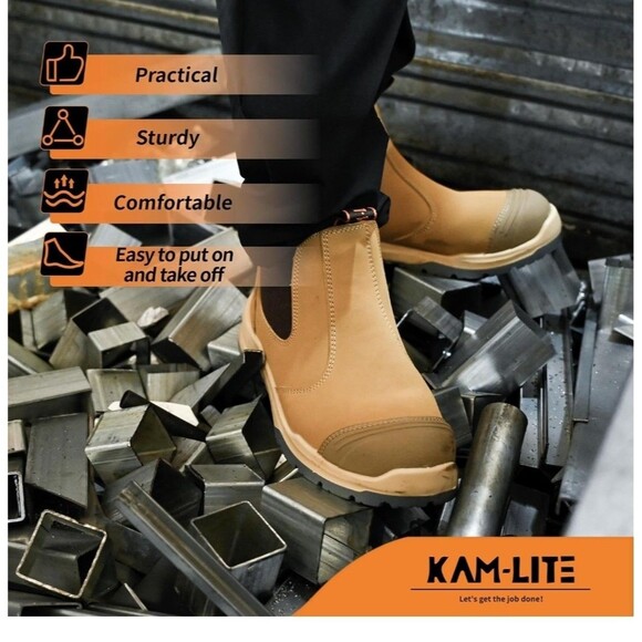 Mens 6.5 KAM-LITE Chelsea safety Slip On, Steel Toe Waterproof Safety Boots/shoe - Picture 4 of 16